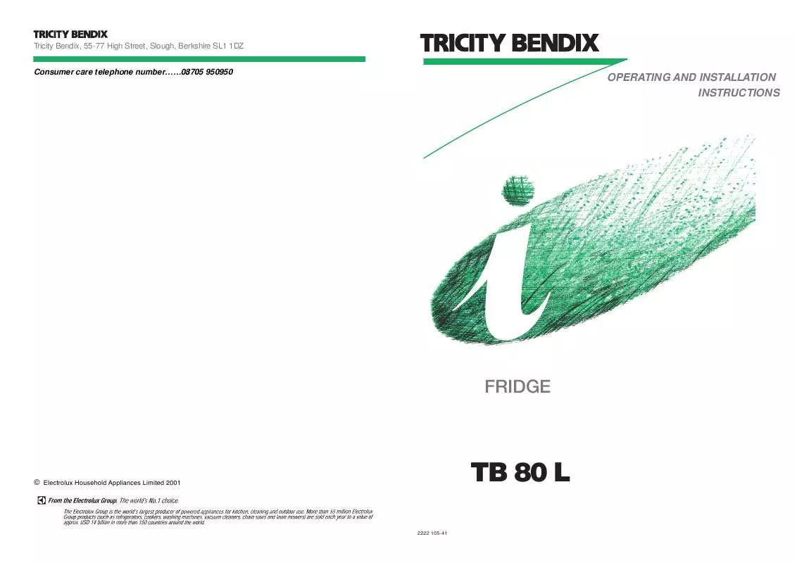 Mode d'emploi TRICITY TB80L