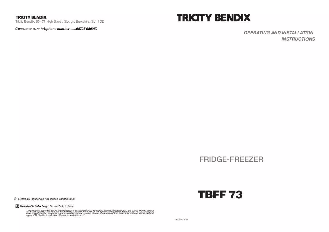 Mode d'emploi TRICITY TBFF73