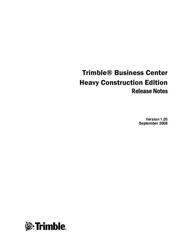 Mode d'emploi TRIMBLE BUSINESS CENTER HEAVY CONSTRUCTION 1.20