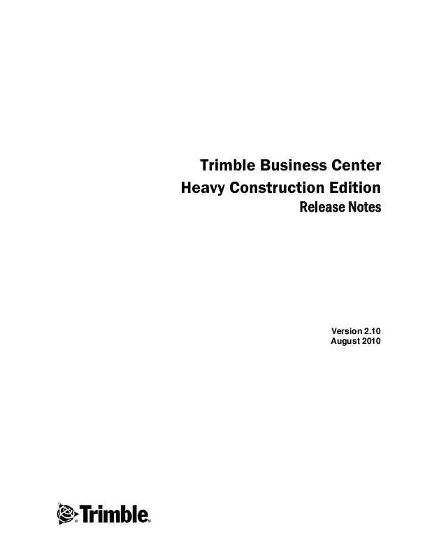 Mode d'emploi TRIMBLE BUSINESS CENTER HEAVY CONSTRUCTION 2.10