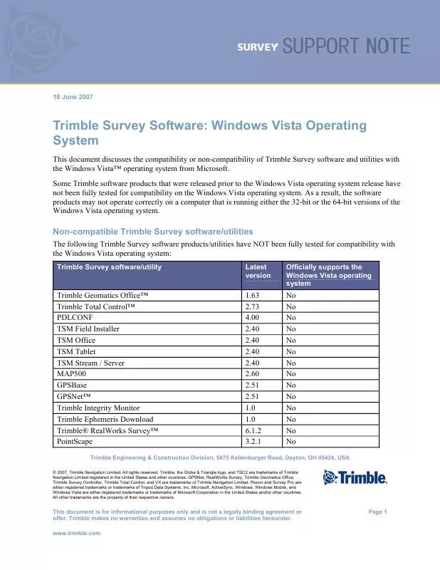 Mode d'emploi TRIMBLE SURVEY