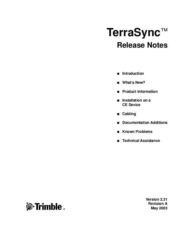 Mode d'emploi TRIMBLE TERRASYNC 2.31