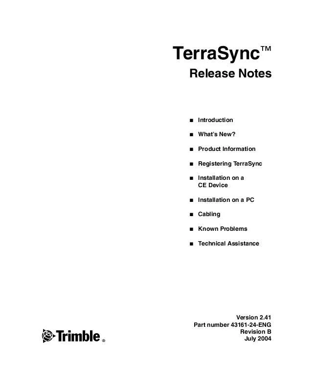 Mode d'emploi TRIMBLE TERRASYNC 2.41
