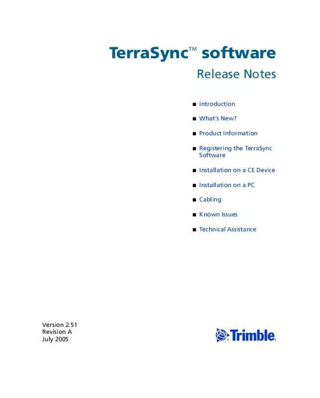 Mode d'emploi TRIMBLE TERRASYNC 2.51