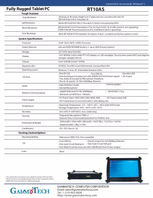 Mode d'emploi TWINHEAD RT10AS