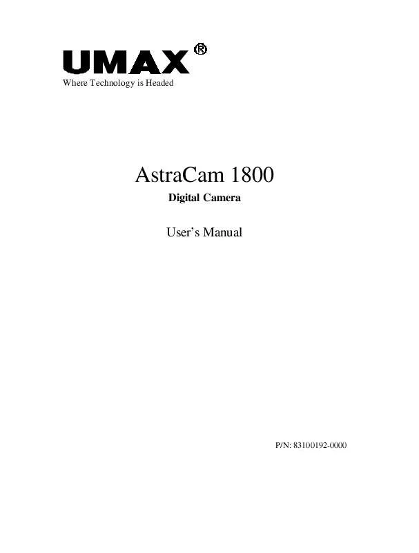 Mode d'emploi UMAX ASTRACAM 1800