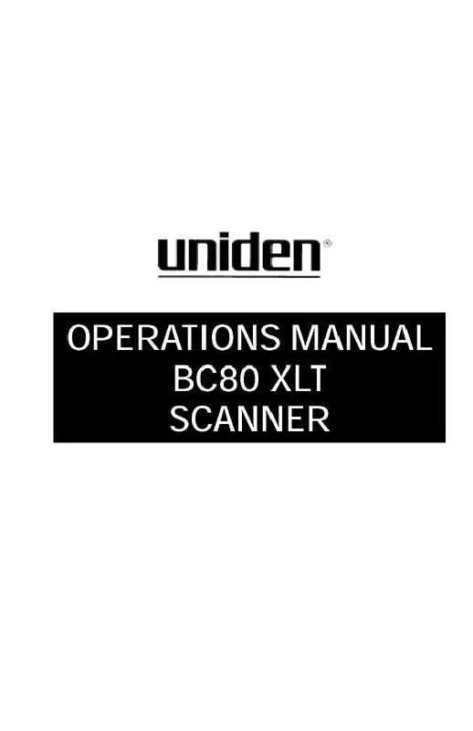 Mode d'emploi UNIDEN BC80XLT