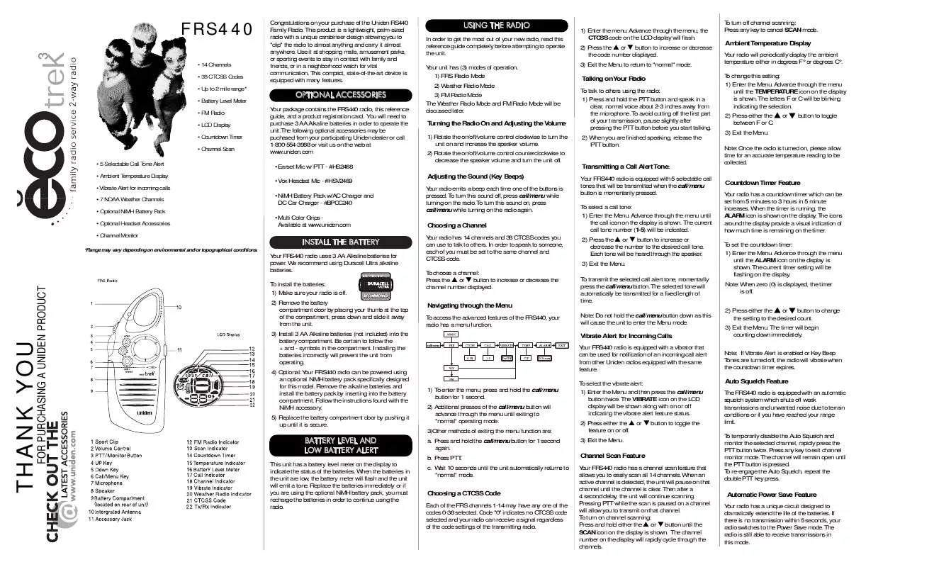 Mode d'emploi UNIDEN FRS440-2