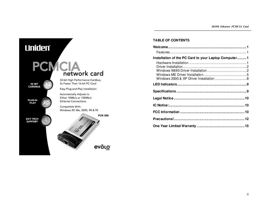 Mode d'emploi UNIDEN PCN300