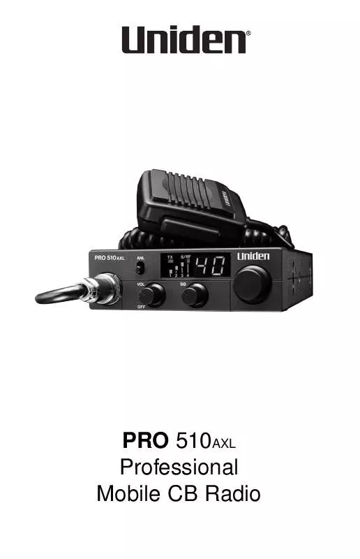 Mode d'emploi UNIDEN PRO510AXL