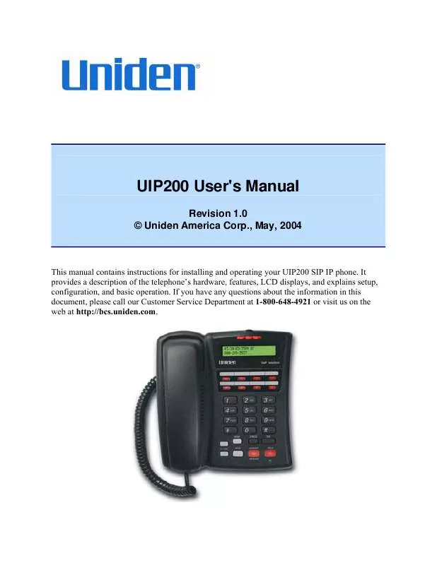 Mode d'emploi UNIDEN UIP200