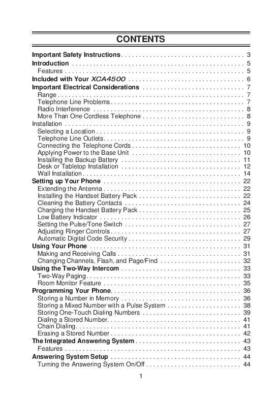 Mode d'emploi UNIDEN XCA4500