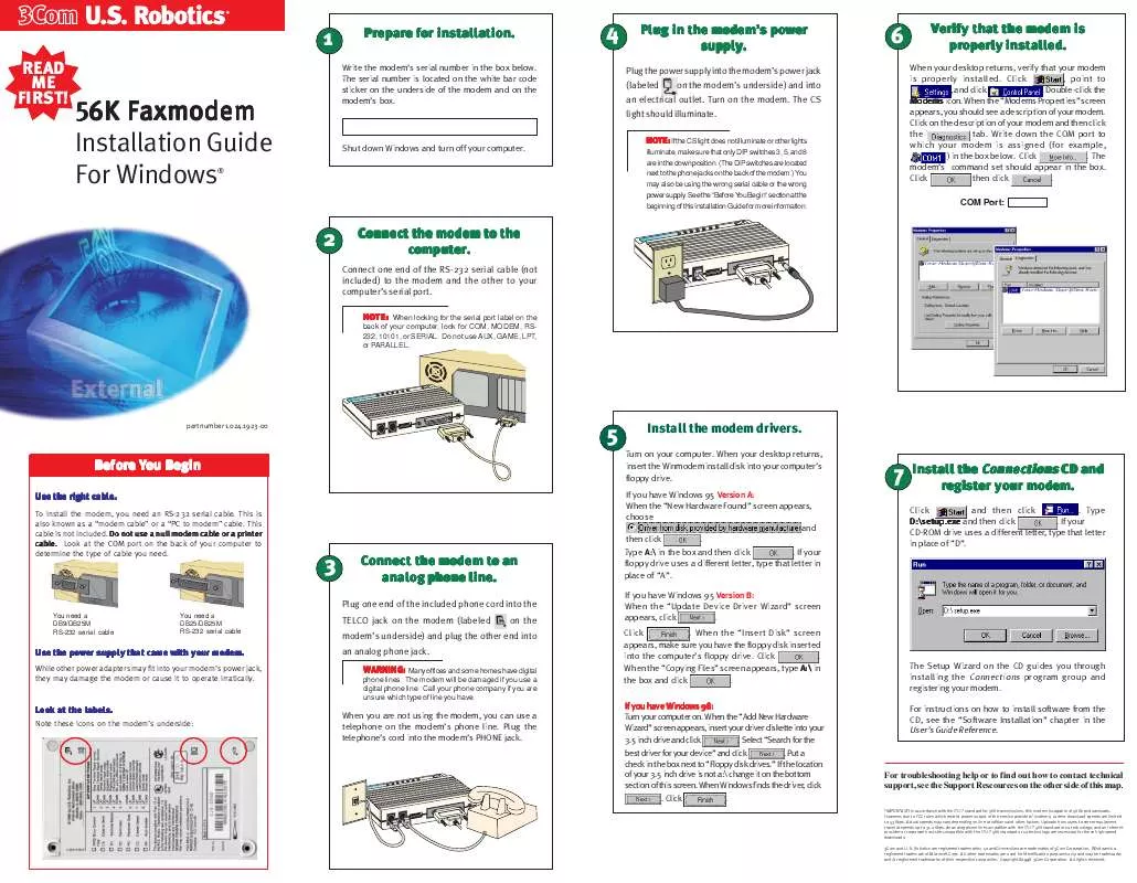 Mode d'emploi US ROBOTICS 3CP5610