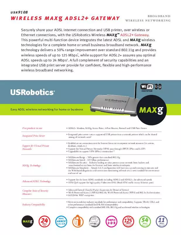 Mode d'emploi US ROBOTICS USR9108