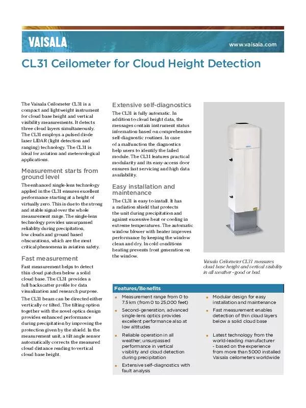 Mode d'emploi VAISALA CL31