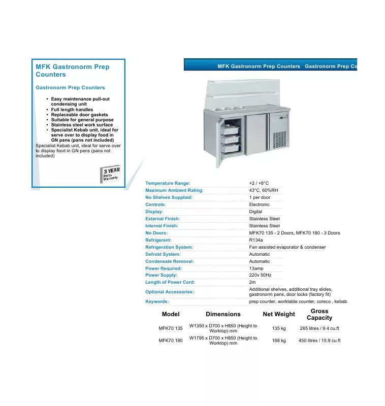 Mode d'emploi VALERA MFK70 180