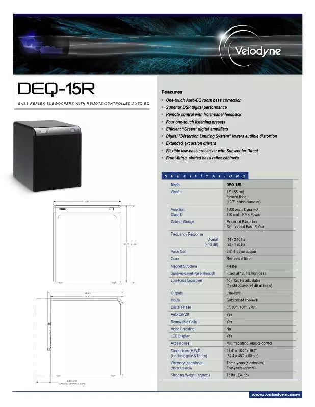 Mode d'emploi VELODYNE DEQ-15R