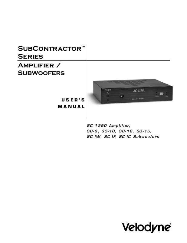 Mode d'emploi VELODYNE SC-1250