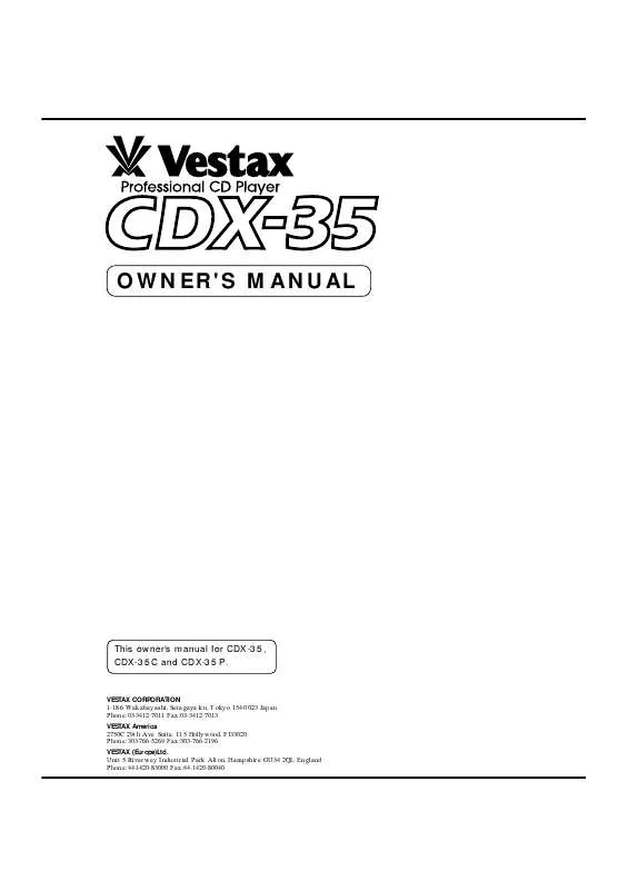Mode d'emploi VESTAX CDX-35