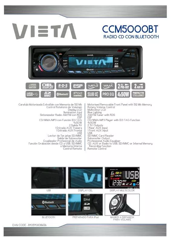 Mode d'emploi VIETA CM5000BT