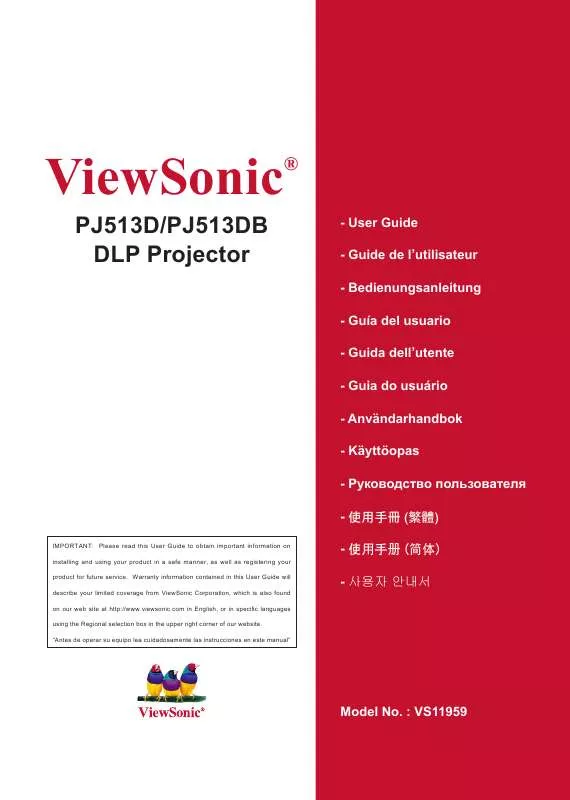 Mode d'emploi VIEWSONIC PJ513D