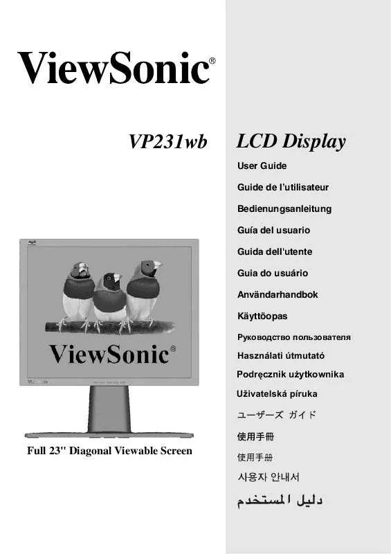 Mode d'emploi VIEWSONIC VP231WB