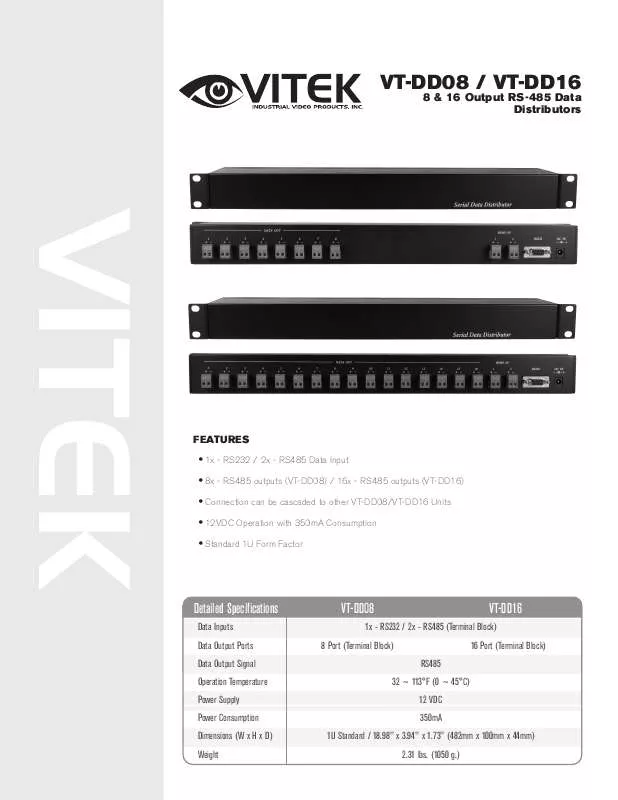 Mode d'emploi VITEK VT-DD08