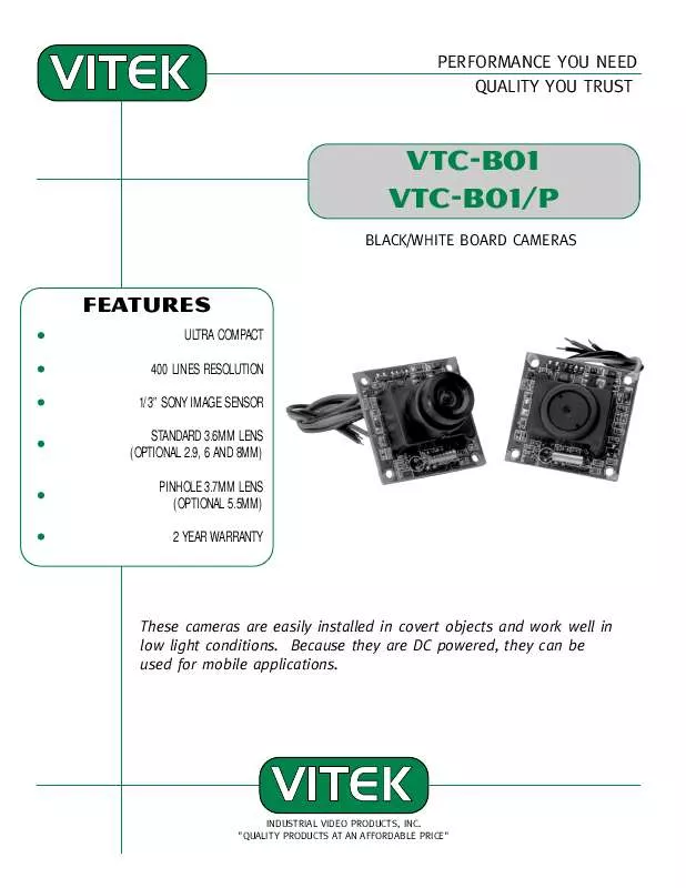 Mode d'emploi VITEK VTC-B01-P