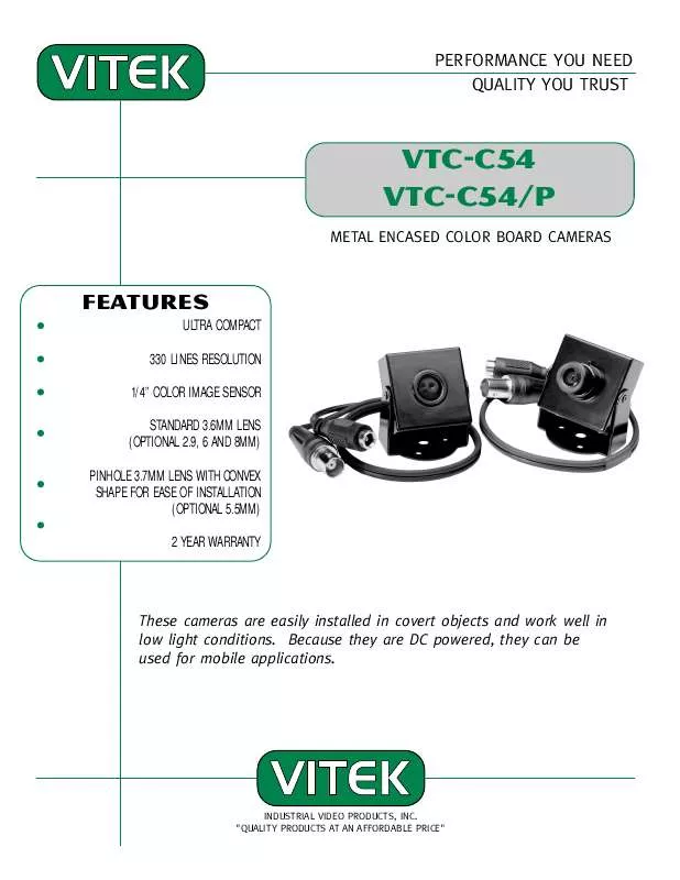 Mode d'emploi VITEK VTC-C54