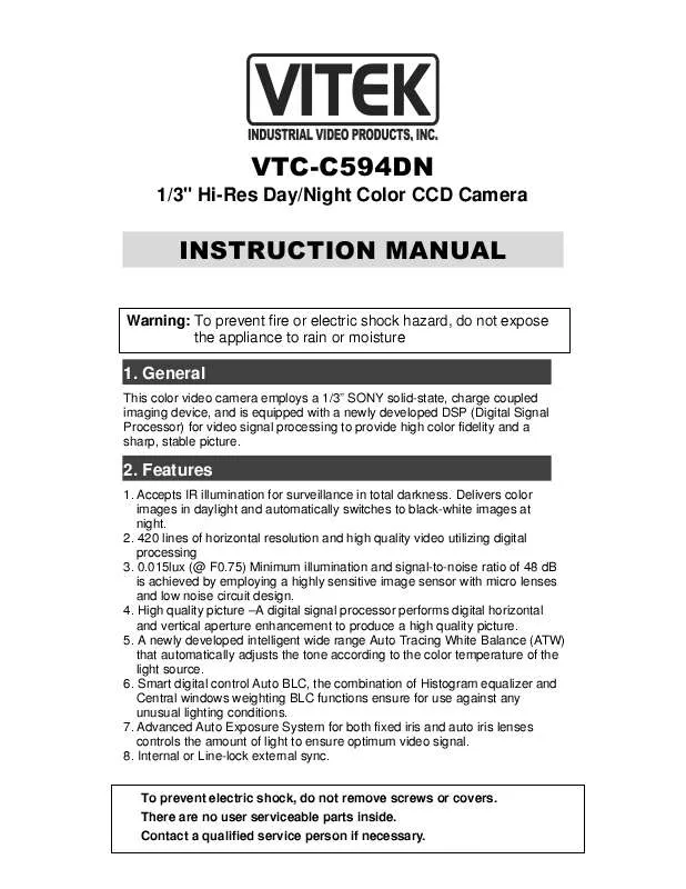 Mode d'emploi VITEK VTC-C594DN