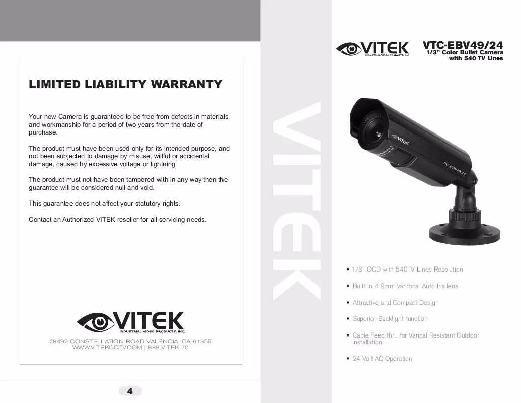 Mode d'emploi VITEK VTC-EBV49-24