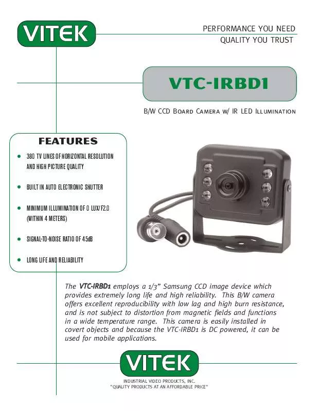 Mode d'emploi VITEK VTC-IRBD1