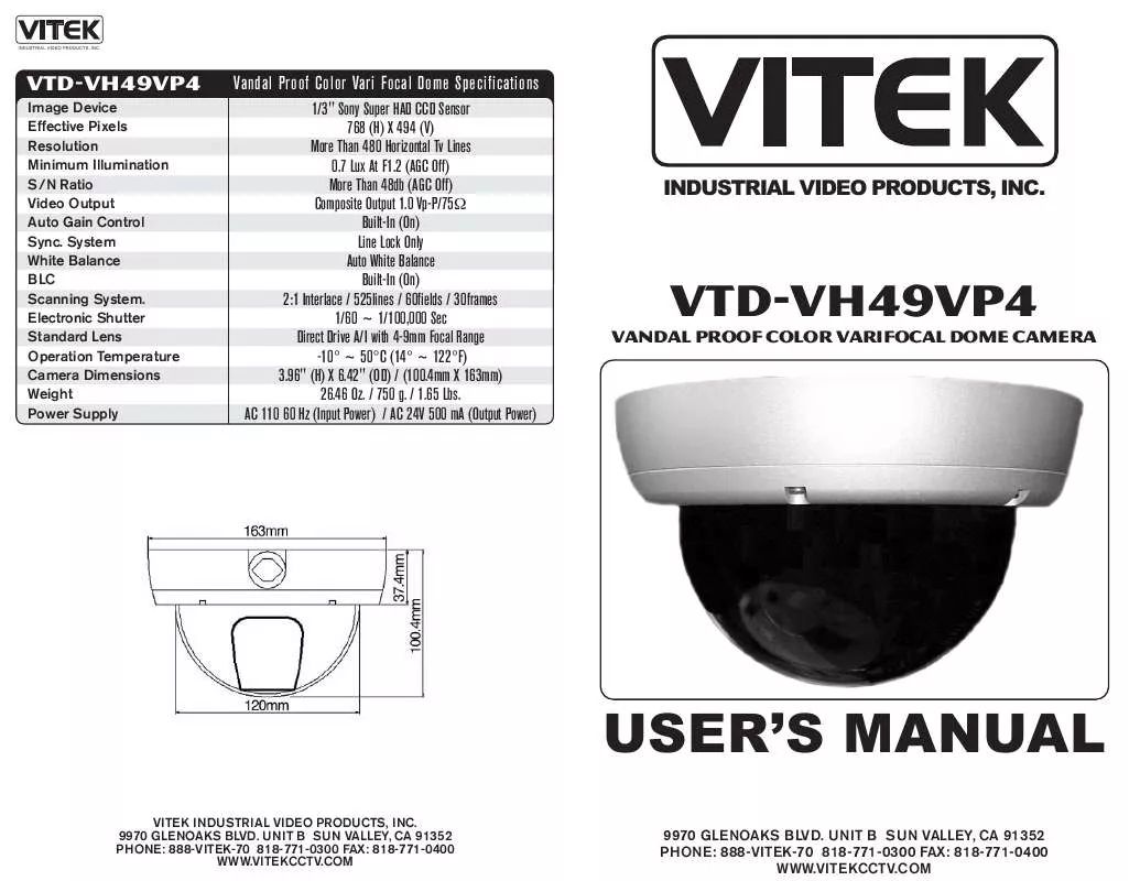 Mode d'emploi VITEK VTD-VH49VP4