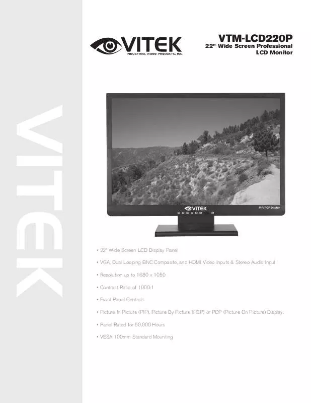Mode d'emploi VITEK VTM-LCD220P