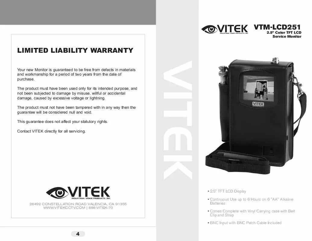 Mode d'emploi VITEK VTM-LCD251