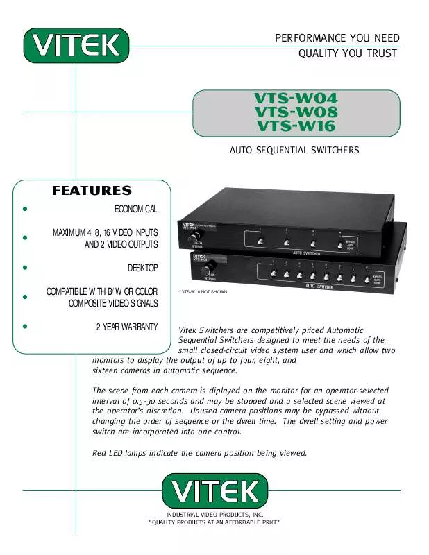 Mode d'emploi VITEK VTS-W08