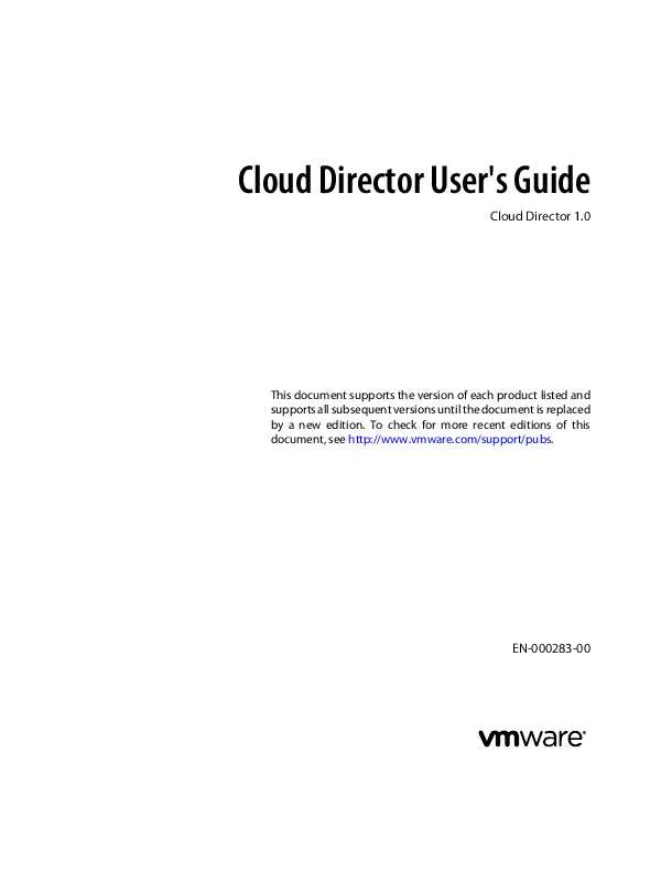 Mode d'emploi VMWARE CLOUD DIRECTOR 1.0