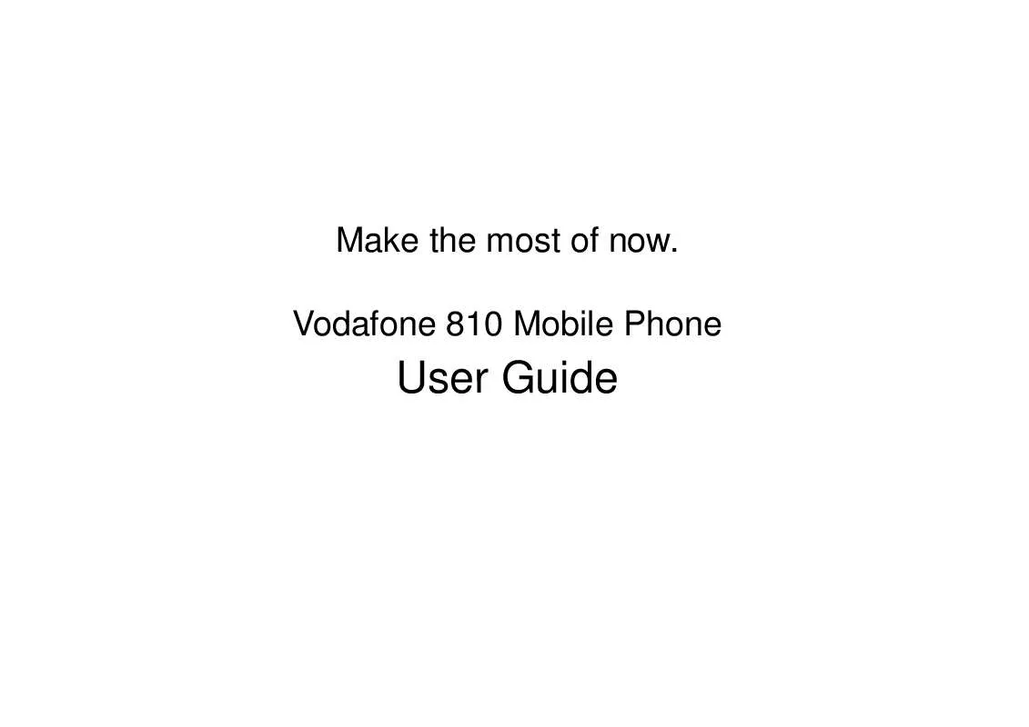 Mode d'emploi VODAFONE 810