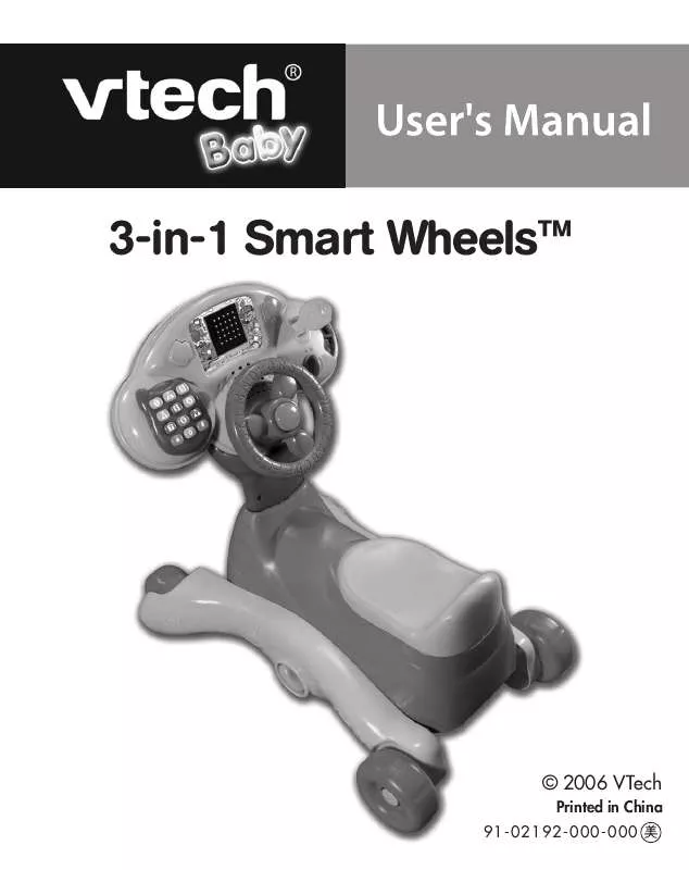 Mode d'emploi VTECH 3IN1 SMART WHEELS 70500