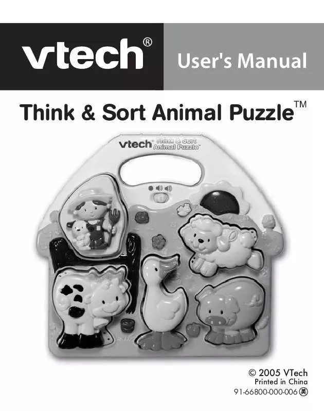 Mode d'emploi VTECH THINK & SORT ANIMAL PUZZLE