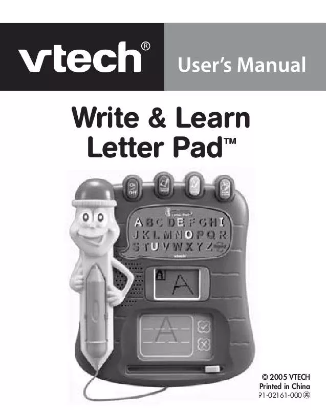 Mode d'emploi VTECH WRITE&LEARN LETTER PAD 67700