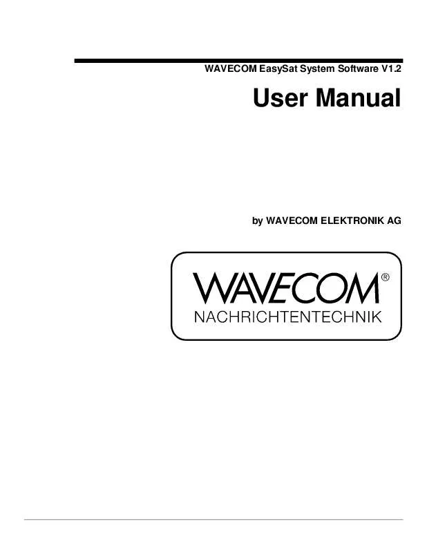 Mode d'emploi WAVECOM EASYSAT SYSTEM 1.2