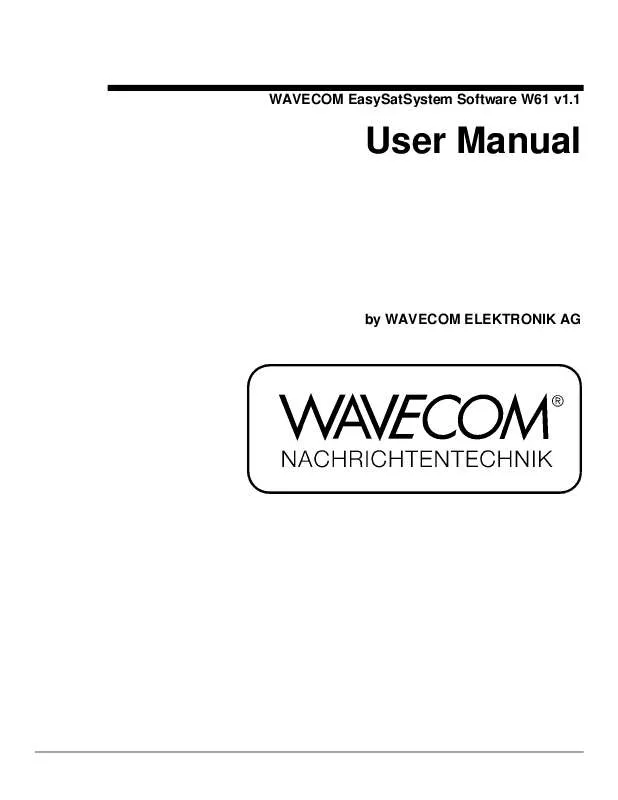 Mode d'emploi WAVECOM EASYSATSYSTEM SOFTWARE W61