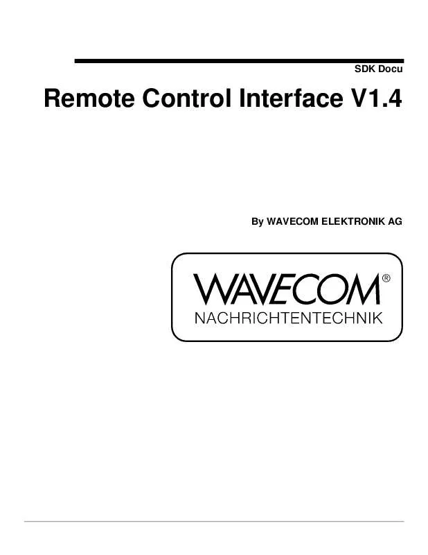 Mode d'emploi WAVECOM REMOTE CONTROL INTERFACE