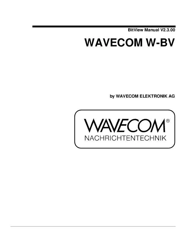 Mode d'emploi WAVECOM W-BV BITVIEW