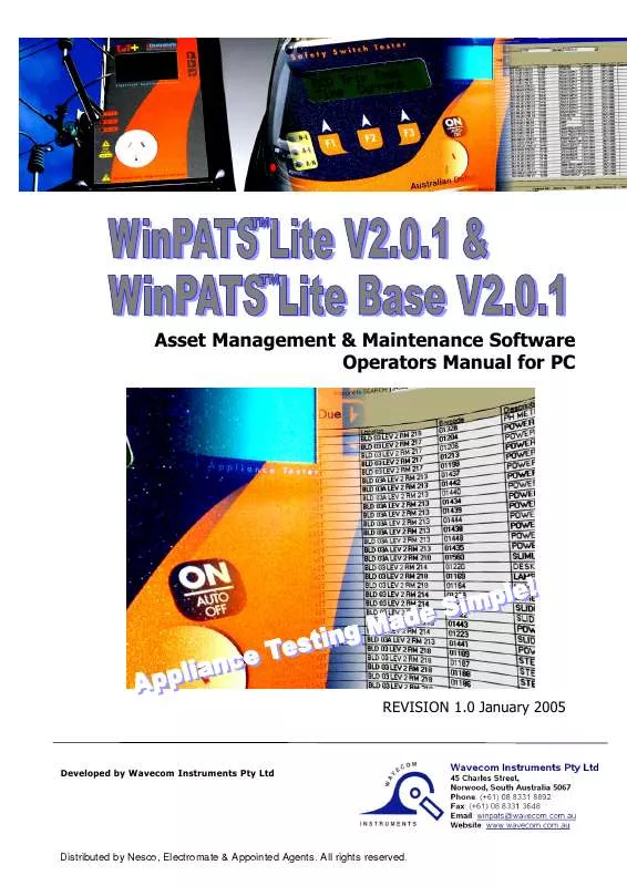 Mode d'emploi WAVECOM WINPATS LITE BASE