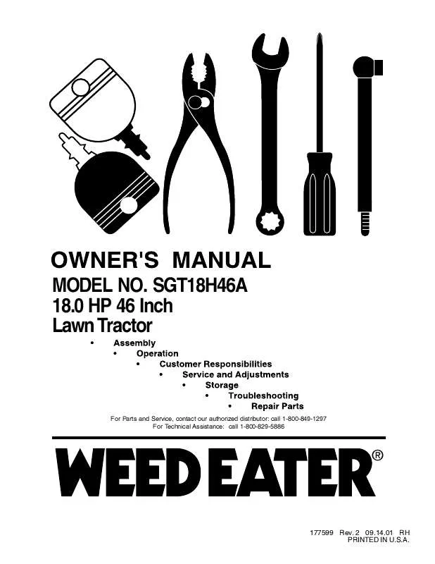Mode d'emploi WEED EATER SGT18H46A