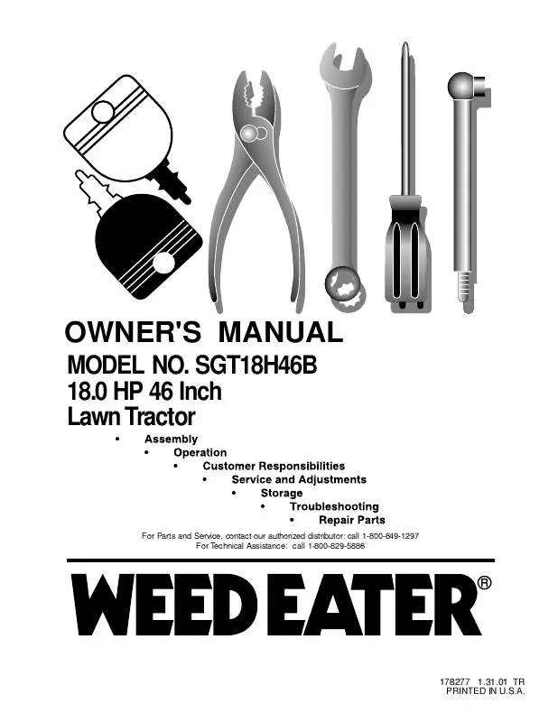 Mode d'emploi WEED EATER SGT18H46B