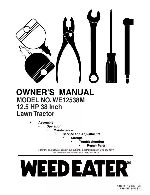 Mode d'emploi WEED EATER WE12538