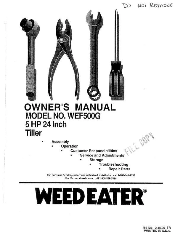 Mode d'emploi WEED EATER WEF500G